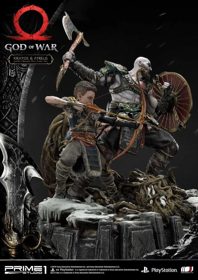Kratos & Atreus (Ivaldi's Deadly Mist Armor Set Edition) God of War – Prime1Studio – ActionFigure Brasil