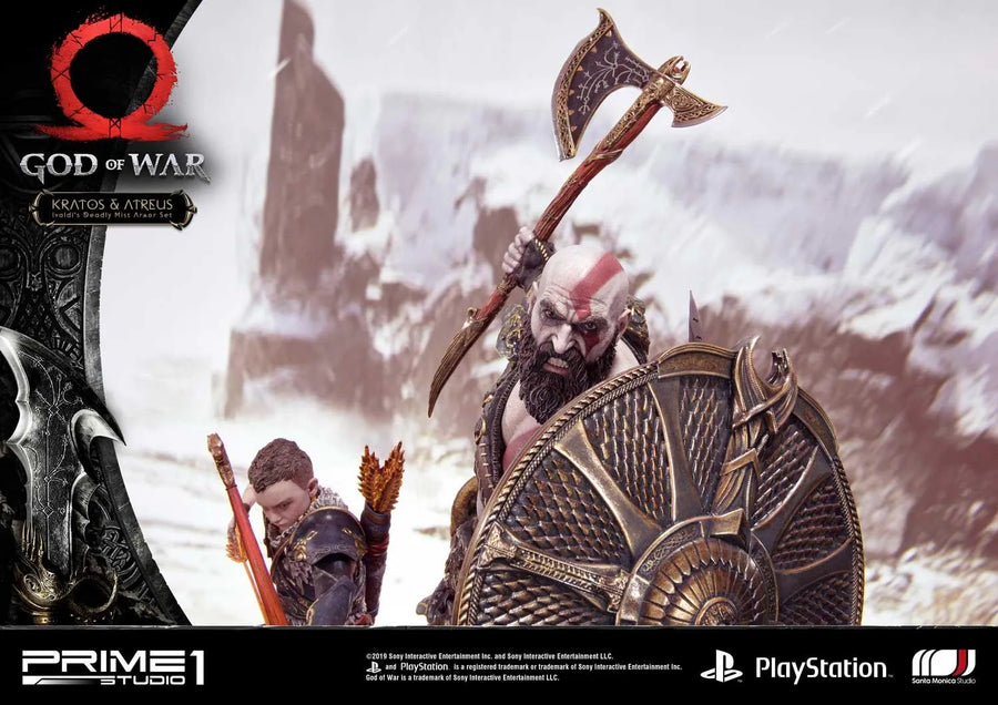 Kratos & Atreus (Ivaldi's Deadly Mist Armor Set Edition) God of War – Prime1Studio – ActionFigure Brasil