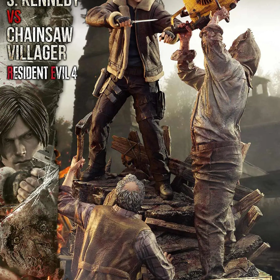 Leon S. Kennedy versus Chainsaw Villager (Bonus Version) Resident Evil 4 – Prime1Studio – ActionFigure Brasil