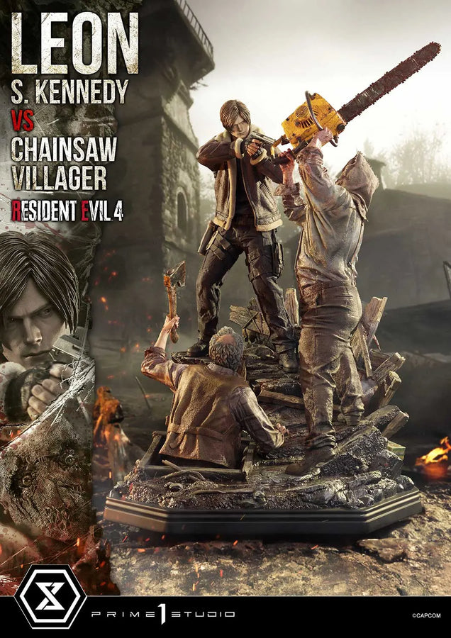 Leon S. Kennedy versus Chainsaw Villager (Bonus Version) Resident Evil 4 – Prime1Studio – ActionFigure Brasil