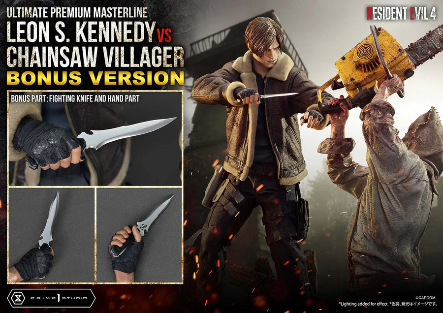 Leon S. Kennedy versus Chainsaw Villager (Bonus Version) Resident Evil 4 – Prime1Studio – ActionFigure Brasil