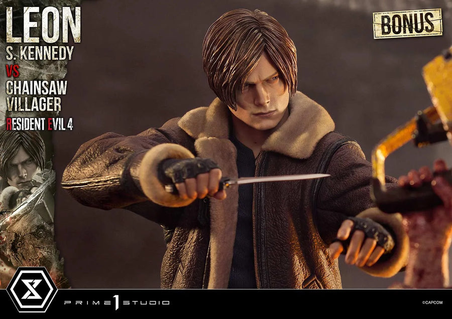 Leon S. Kennedy versus Chainsaw Villager (Bonus Version) Resident Evil 4 – Prime1Studio – ActionFigure Brasil