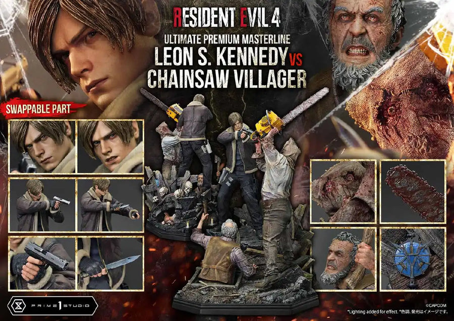 Leon S. Kennedy versus Chainsaw Villager (Bonus Version) Resident Evil 4 – Prime1Studio – ActionFigure Brasil