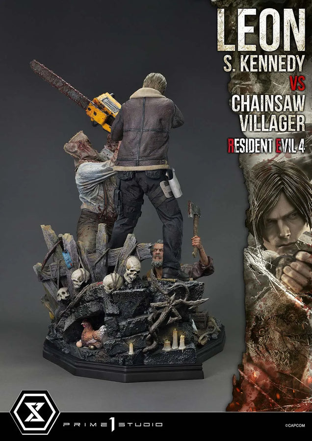 Leon S. Kennedy versus Chainsaw Villager (Bonus Version) Resident Evil 4 – Prime1Studio – ActionFigure Brasil