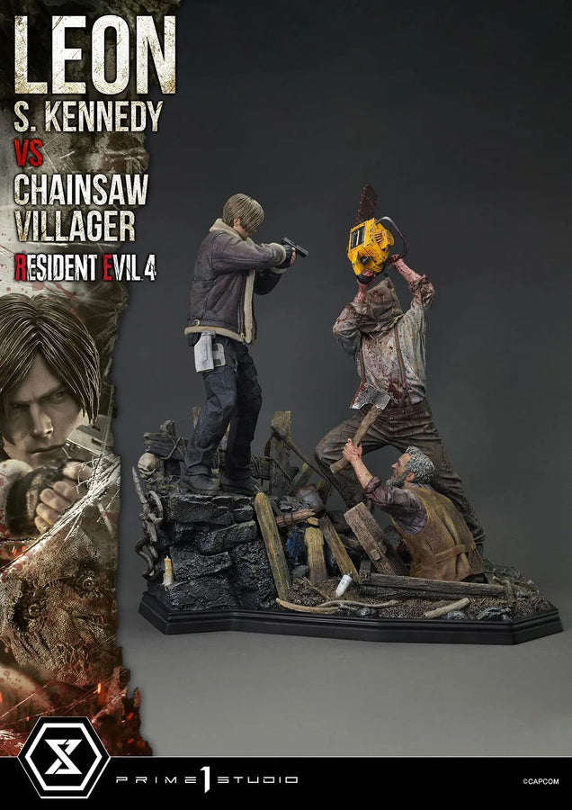 Leon S. Kennedy versus Chainsaw Villager (Bonus Version) Resident Evil 4 – Prime1Studio – ActionFigure Brasil
