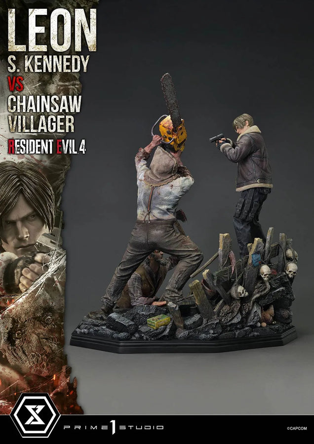 Leon S. Kennedy versus Chainsaw Villager (Bonus Version) Resident Evil 4 – Prime1Studio – ActionFigure Brasil