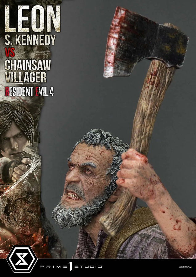 Leon S. Kennedy versus Chainsaw Villager (Bonus Version) Resident Evil 4 – Prime1Studio – ActionFigure Brasil