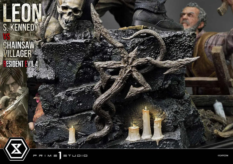 Leon S. Kennedy versus Chainsaw Villager (Bonus Version) Resident Evil 4 – Prime1Studio – ActionFigure Brasil