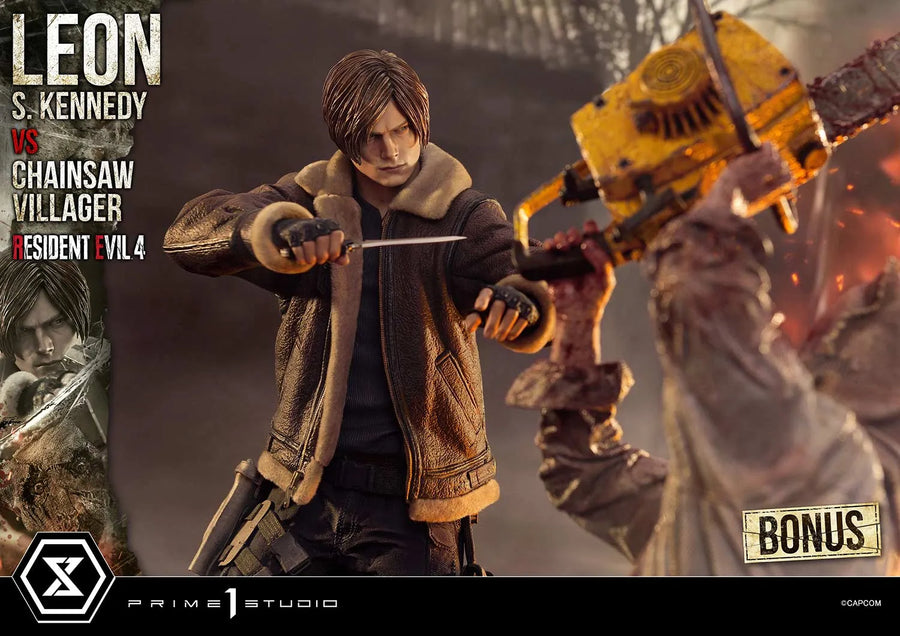 Leon S. Kennedy versus Chainsaw Villager (Bonus Version) Resident Evil 4 – Prime1Studio – ActionFigure Brasil