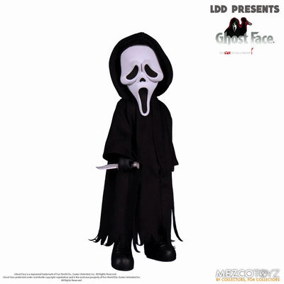 Living Dead Dolls/ Icon of Halloween Ghost Faceㅤ – Mezco – ActionFigure Brasil — com base expositora