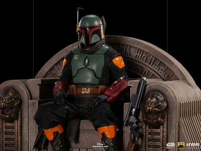 Mandalorian Statue "Deluxe Art Scale" 1/10 Boba Fett (Throne)ㅤ – Iron Studios – ActionFigureBrasil — ambientada