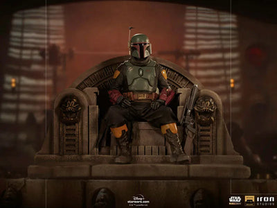 Mandalorian Statue "Deluxe Art Scale" 1/10 Boba Fett (Throne)ㅤ – Iron Studios – ActionFigureBrasil — detalhe do produto