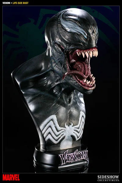 Marvel 1/1 Life-size Bust: Venom (New Version) from "Spider-Man"ㅤ – Sideshow Collectibles – ActionFigureBrasil — ambientada