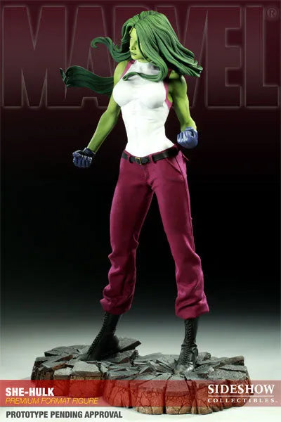 Marvel - 1/4 Scale Premium Figure: She-Hulkㅤ – Sideshow Collectibles – ActionFigure Brasil — detalhe do produto