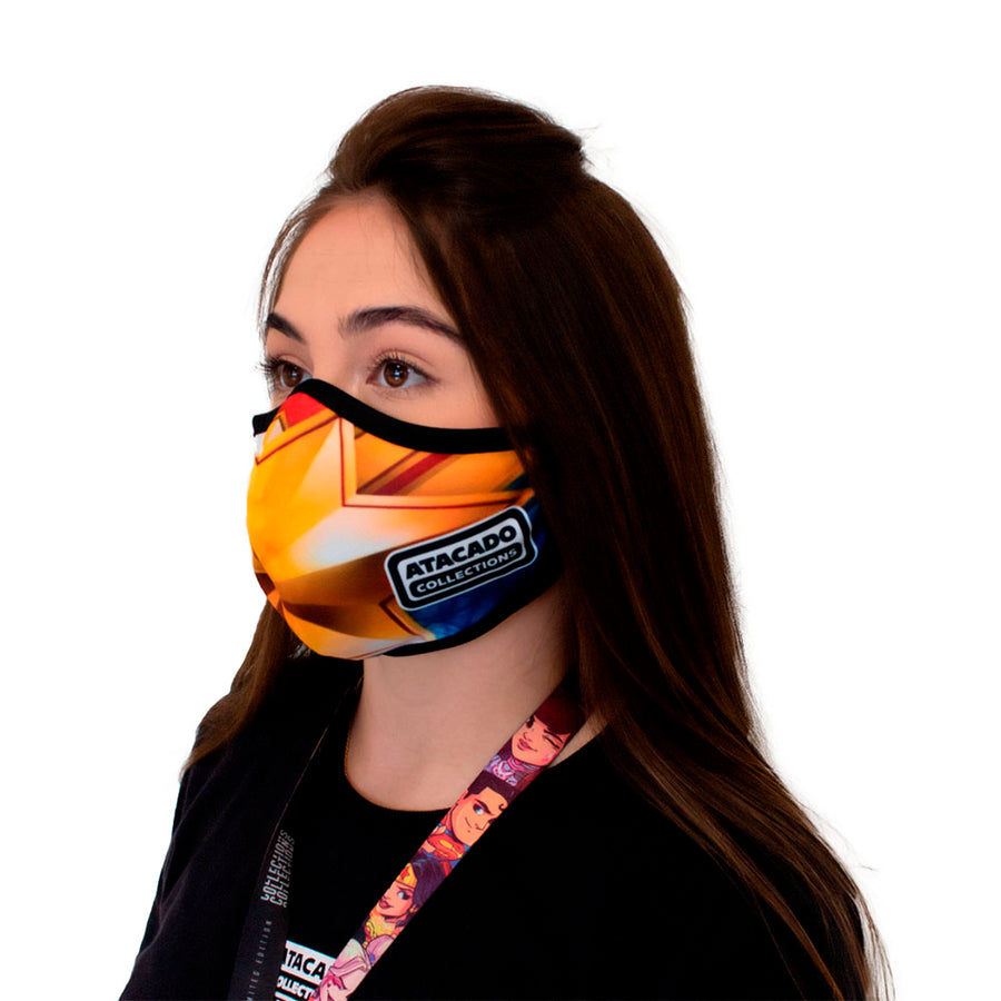 MÁSCARA REUTILIZÁVEL DE TECIDO - CAPITÃ MARVEL (ATACADO COLLECTIONS)