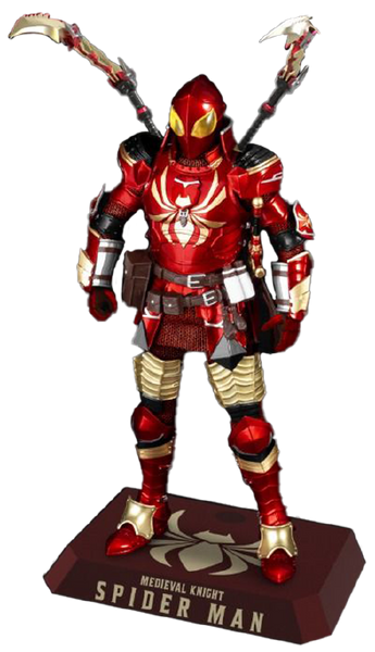 Medieval Knight Spider-Man – Beast Kingdom – ActionFigure Brasil — com base expositora