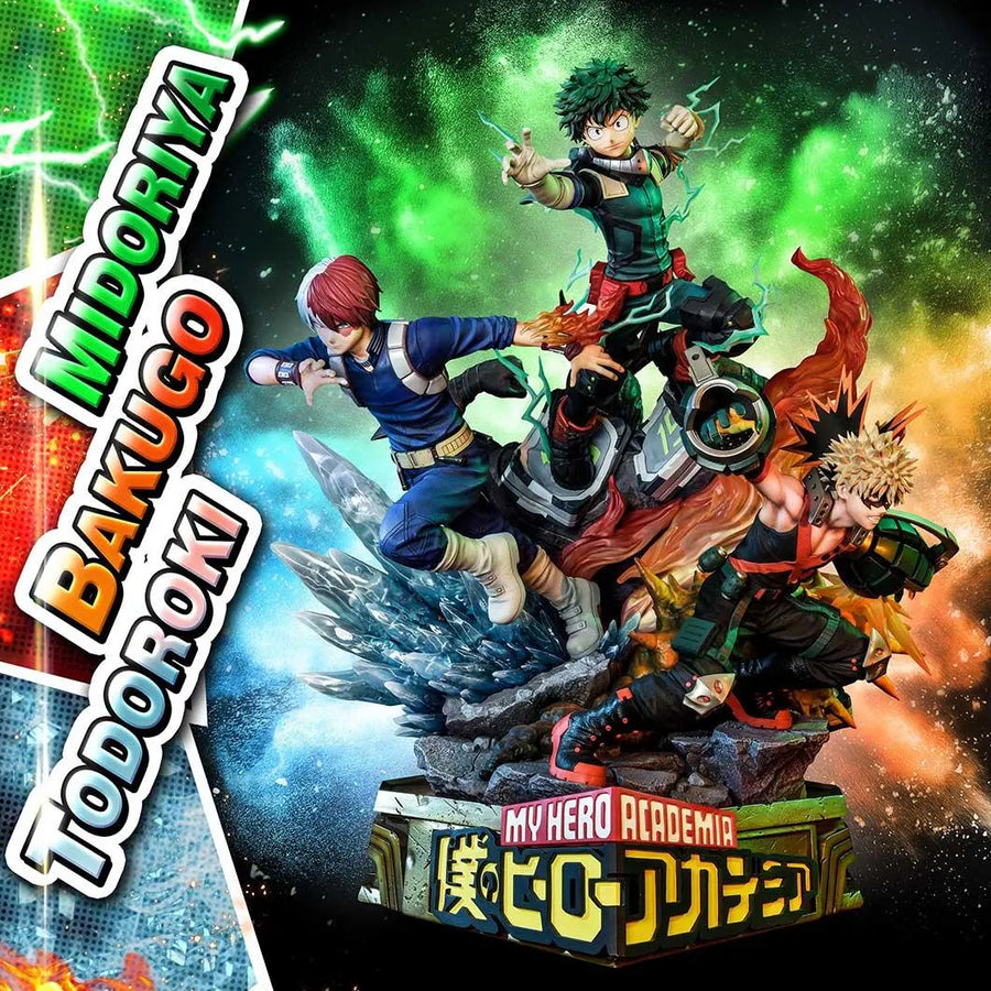 Midoriya, Bakugo & Todoroki (Deluxe Bonus Version) My Hero Academia – Prime1Studio – ActionFigure Brasil
