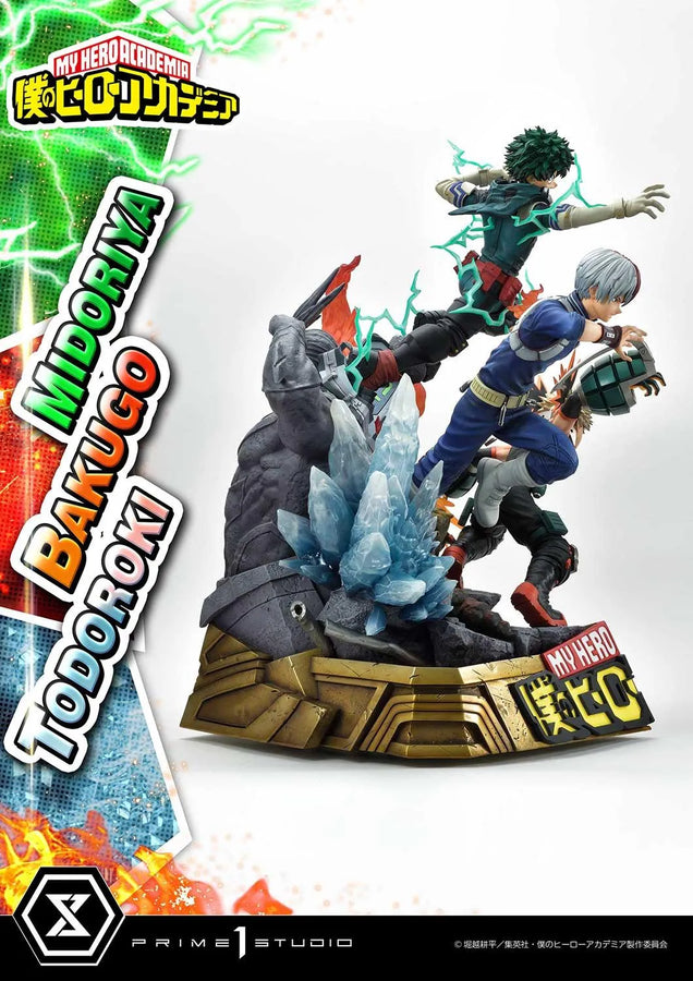 Midoriya, Bakugo & Todoroki (Deluxe Bonus Version) My Hero Academia – Prime1Studio – ActionFigure Brasil