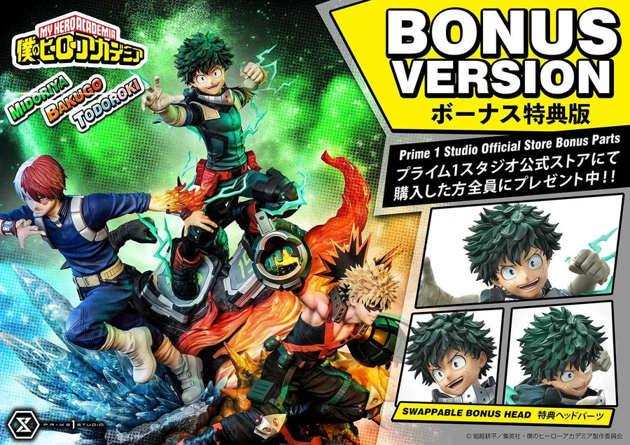 Midoriya, Bakugo & Todoroki (Deluxe Bonus Version) My Hero Academia – Prime1Studio – ActionFigure Brasil