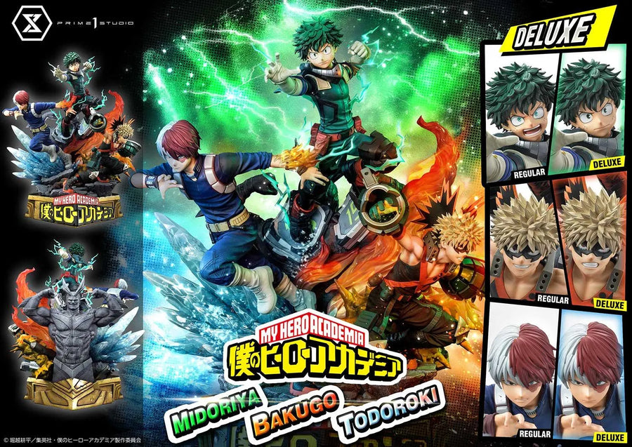 Midoriya, Bakugo & Todoroki (Deluxe Bonus Version) My Hero Academia – Prime1Studio – ActionFigure Brasil