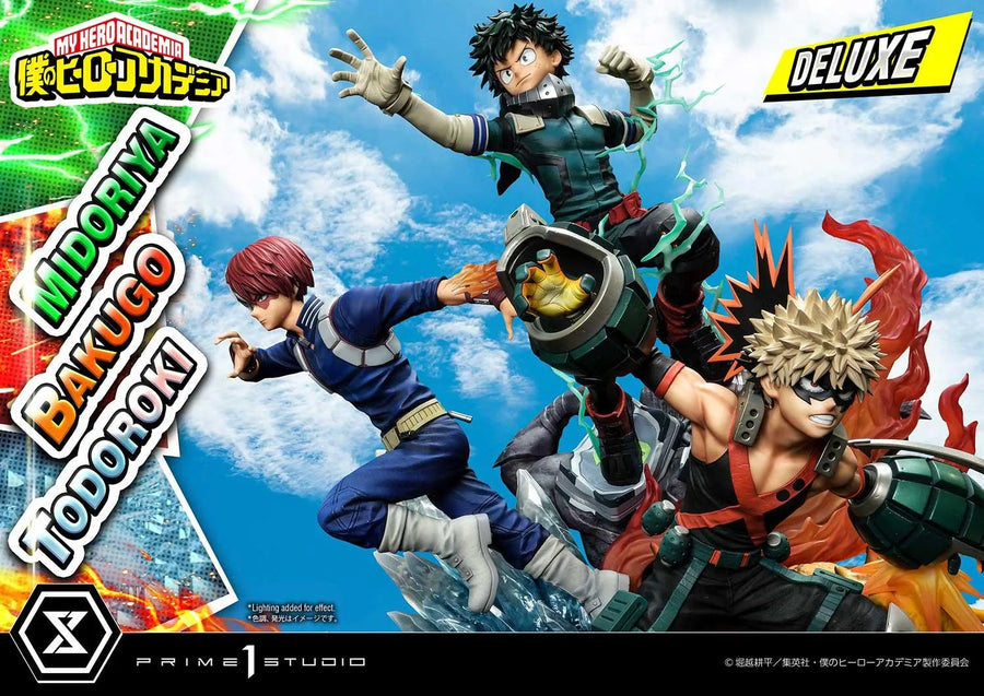 Midoriya, Bakugo & Todoroki (Deluxe Bonus Version) My Hero Academia – Prime1Studio – ActionFigure Brasil