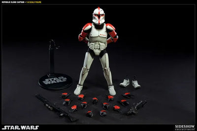 Militaries Of Star Wars 1/6 Scale Figure - Clone Captainㅤ – Sideshow Collectibles – ActionFigureBrasil — com base expositora