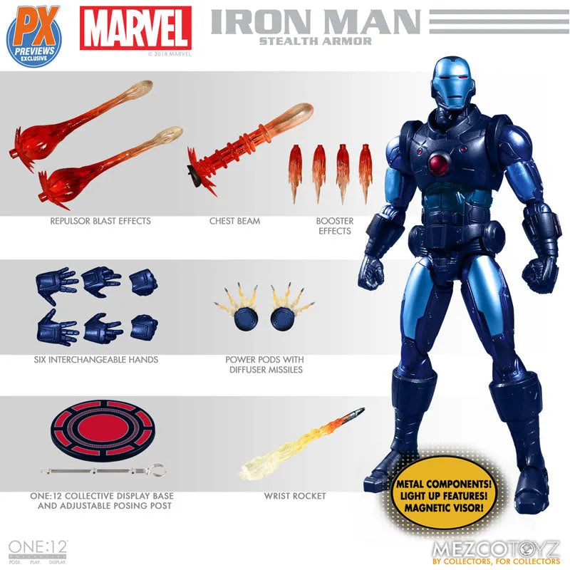 ONE:12 Collective / Marvel Comics: Preview Exclusive Stealth Iron Man 1/12 Action Figureㅤ – Mezco – ActionFigureBrasil