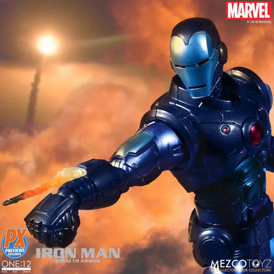 ONE:12 Collective / Marvel Comics: Preview Exclusive Stealth Iron Man 1/12 Action Figureㅤ – Mezco – ActionFigureBrasil — ângulo diferente