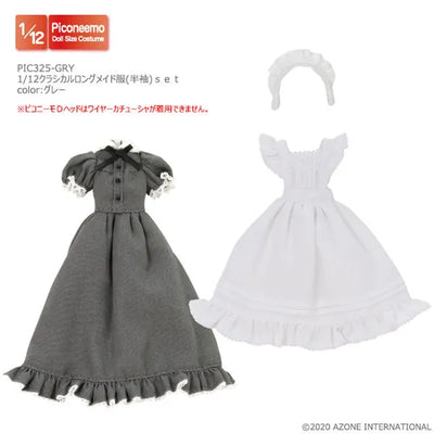 Picco Neemo Wear 1/12 Classical Long Maid Outfit (Short Sleeve) Set Gray (DOLL ACCESSORY)ㅤ – Azone International – ActionFigureBrasil