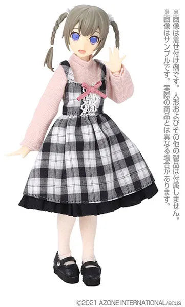 Picco Neemo Wear 1/12 Girly Jumper Skirt set White x Black Checker (DOLL ACCESSORY)ㅤ – Azone – ActionFigure Brasil