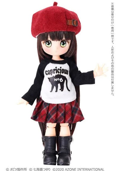 Picco Neemo Wear 1/12 Kitty Cat Raglan Shirt T-shirt Black x White (DOLL ACCESSORY)ㅤ – Azone International – ActionFigureBrasil