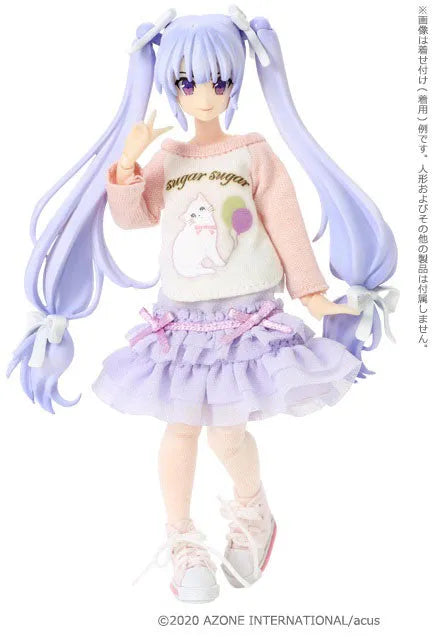 Picco Neemo Wear 1/12 Kitty Cat Raglan Shirt T-shirt Pink x White (DOLL ACCESSORY)ㅤ – Azone International – ActionFigureBrasil