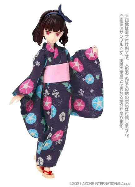 Picco Neemo Wear 1/12 Yukata set -Morning Glory and Maiden- Navy Blue (DOLL ACCESSORY)ㅤ – Azone – ActionFigure Brasil
