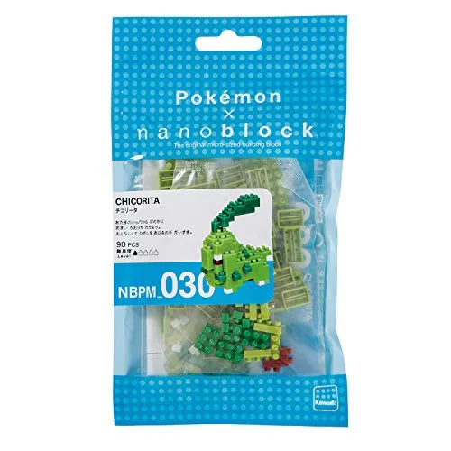 Pocket Monsters - Chicorita - Mini Collection Series - Nanoblock NBPM_030 - Pokémon x Nanoblock (Kawada)ㅤ – Kawada – ActionFigureBrasil