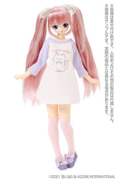 Pure Neemo Wear 1/6 PNS Fluffy Animal Raglan One-piece Dress Lavender x White (DOLL ACCESSORY)ㅤ – Azone International – ActionFigureBrasil