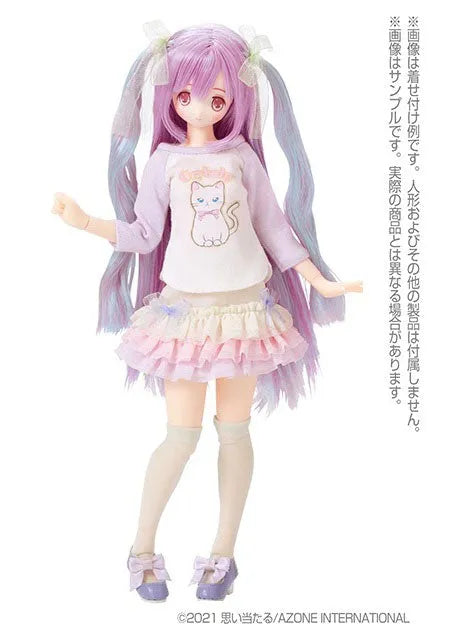 Pure Neemo Wear 1/6 PNS Fluffy Animal Raglan T-shirt Lavender x White (DOLL ACCESSORY)ㅤ – Azone – ActionFigure Brasil