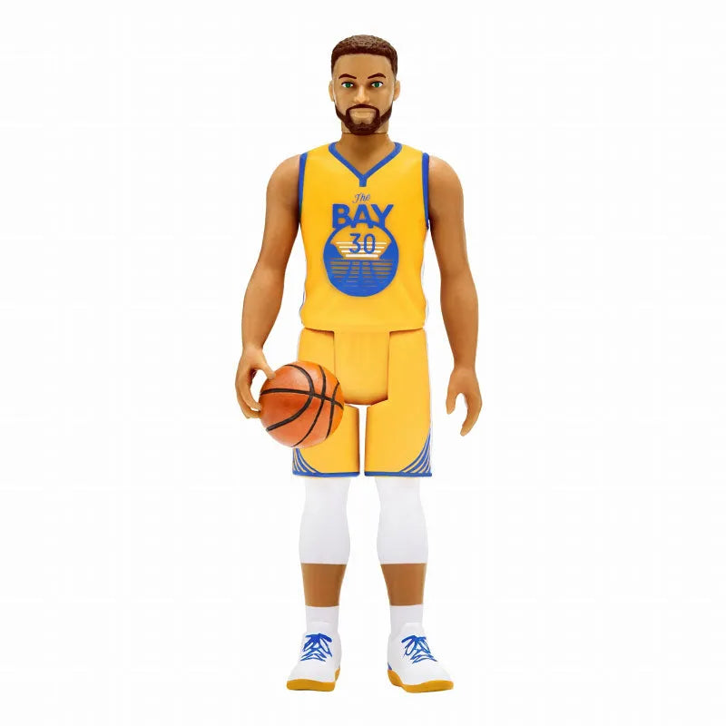 Re-Action / NBA wave 3: Stephen Curry (Golden State Warriors) Yellow Uniform Ver.ㅤ – Super7 – ActionFigureBrasil