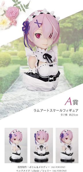 Re:Zero kara Hajimeru Isekai Seikatsu - Ram - 1/3 - ArtScale Bust - Ichiban Kuji Yorokobi nasai, Ryoutenihanatte Yatsu yo - A Prize (Bandai Spirits)ㅤ – Bandai Spirits – ActionFigureBrasil — ângulo diferente