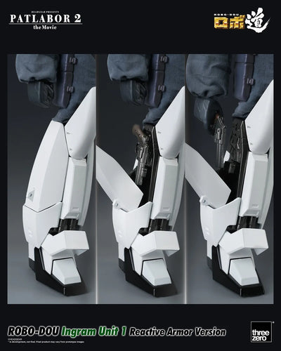 ROBO-DOU Ingram Unit 1 Reactive Armor Version – Threezero – ActionFigure Brasil — com base expositora