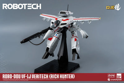 ROBO-DOU VF-1J Veritech (Rick Hunter) – Threezero – ActionFigure Brasil — com base expositora