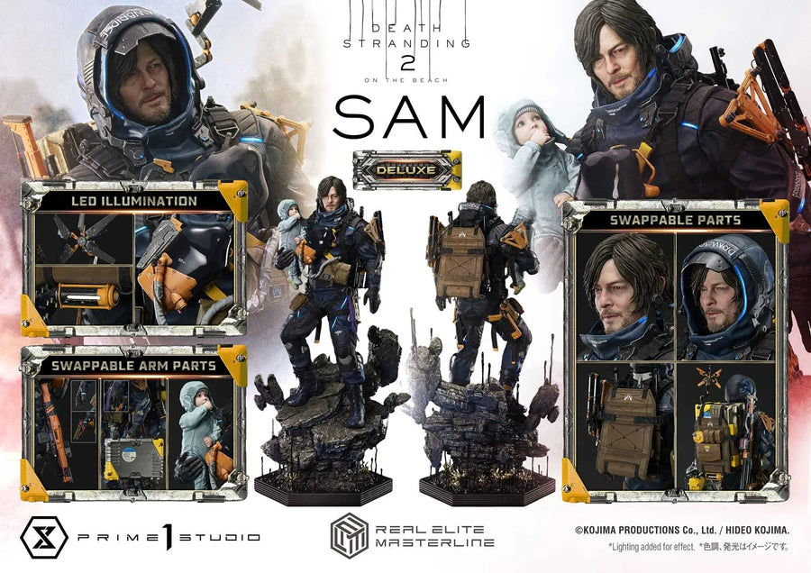 Sam (Deluxe Bonus Version) DEATH STRANDING 2: ON THE BEACH – Prime1Studio – ActionFigure Brasil
