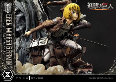 Shingeki no Kyojin - Armin Arlert - Eren Yeager - Mikasa Ackerman - Ultimate Premium Masterline UPMAOT-01 - 1/4 (Prime 1 Studio)ㅤ – Prime 1 Studio – ActionFigureBrasil — ângulo diferente