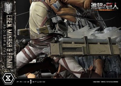 Shingeki no Kyojin - Armin Arlert - Eren Yeager - Mikasa Ackerman - Ultimate Premium Masterline UPMAOT-01 - 1/4 (Prime 1 Studio)ㅤ – Prime 1 Studio – ActionFigureBrasil — close