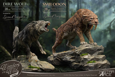 Smilodon & Dire Wolf Twin Pack Set – Star Ace Toys Ltd. – ActionFigure Brasil — com base expositora