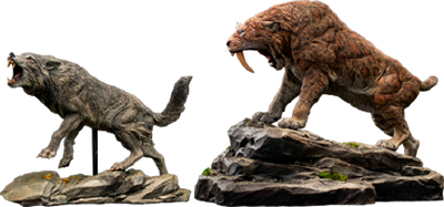 Smilodon & Dire Wolf Twin Pack Set – Star Ace Toys Ltd. – ActionFigure Brasil — com base expositora