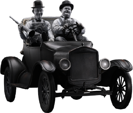 Stan Laurel & Oliver Hardy on Ford T – Infinite Statue – ActionFigure Brasil