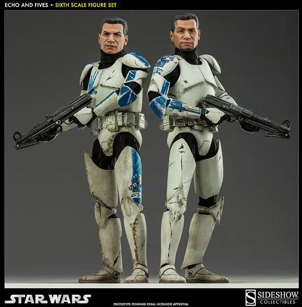 Star Wars 1/6 Scale Figure - Militaries of Star Wars Clone Trooper/ Echo & Fivesㅤ – Sideshow Collectibles – ActionFigure Brasil