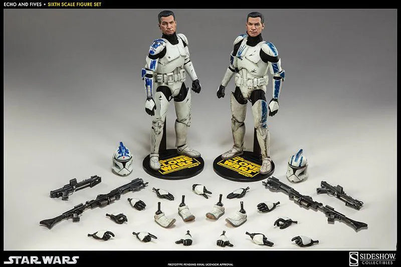 Star Wars 1/6 Scale Figure - Militaries of Star Wars Clone Trooper/ Echo & Fivesㅤ – Sideshow Collectibles – ActionFigure Brasil