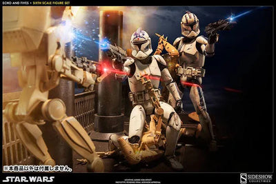 Star Wars 1/6 Scale Figure - Militaries of Star Wars Clone Trooper/ Echo & Fivesㅤ – Sideshow Collectibles – ActionFigureBrasil — ângulo diferente