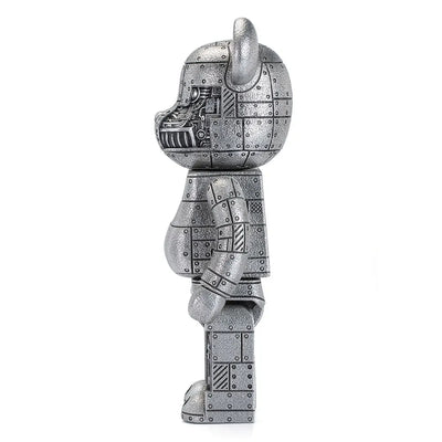 Steampunk Be@rbrick 400% Iron Bright (Special Edition) - LIMITED EDITION: 400 – Royal Selangor – ActionFigure Brasil — ângulo diferente